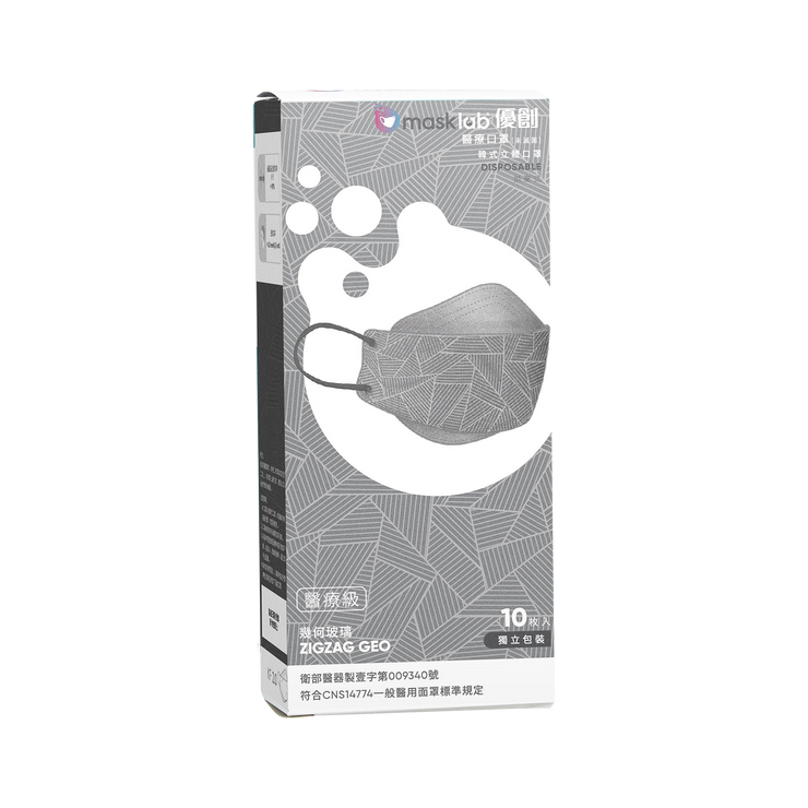 幾何玻璃成人KF韓式立體醫療口罩 (盒裝10入 獨立包裝)